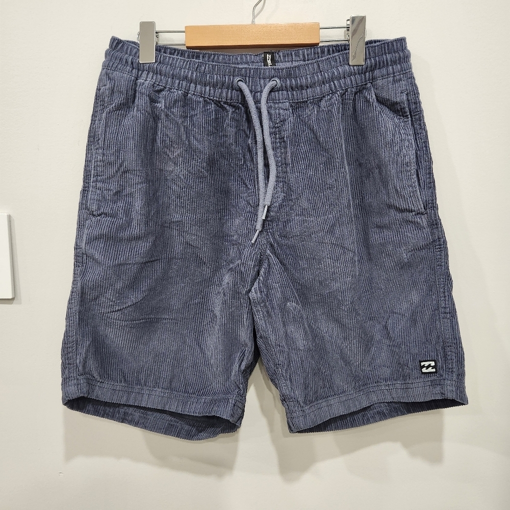 Vintage Billabong Corduroy Shorts Mens M Blue Gray Drawstring Surf Skate Y2K